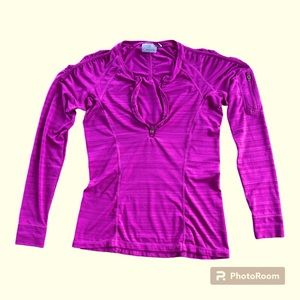 Athleta Womens Lightweight Long Sleeve Quarter Zip Athletic Barbiecore Top